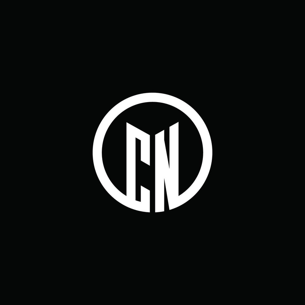 cn monogram logotyp isolerad med en roterande cirkel vektor