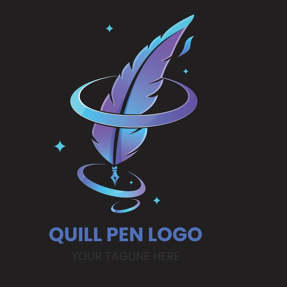 Set aus goldenem Quill-Signatur-Logo-Design. minimalistische Logo-Vorlage mit Federtinte. vektor