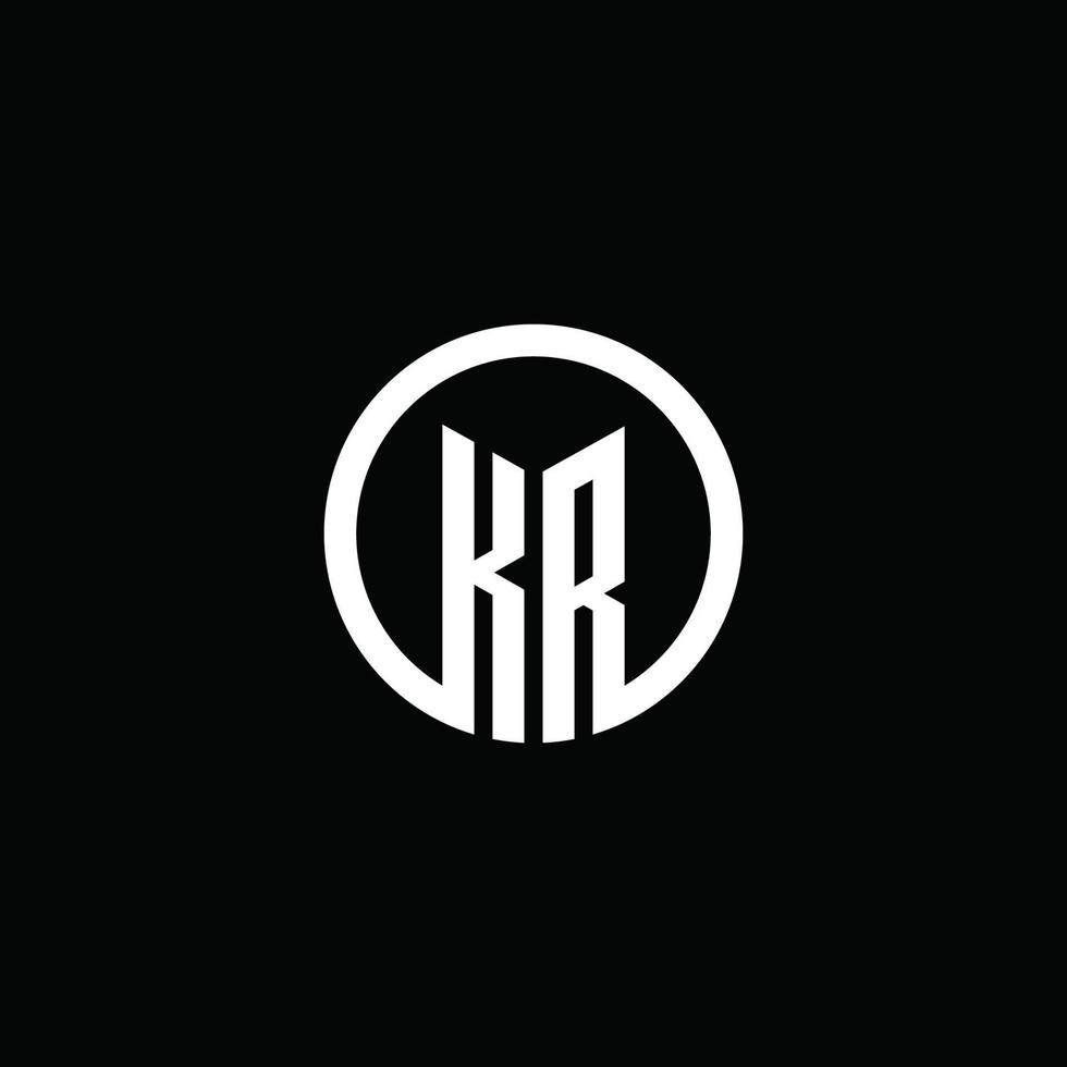 kr-Monogramm-Logo isoliert mit einem rotierenden Kreis vektor