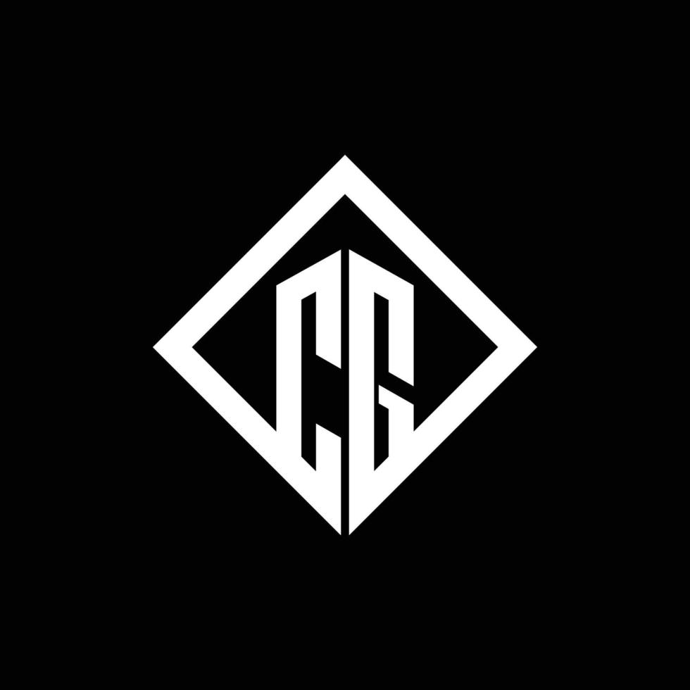 cg logotyp monogram med fyrkantig rotera stil designmall vektor