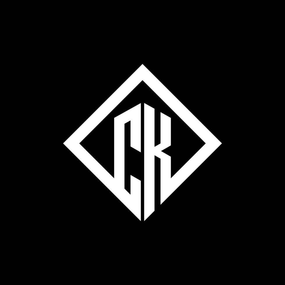 ck logotyp monogram med fyrkantig roterande stil designmall vektor