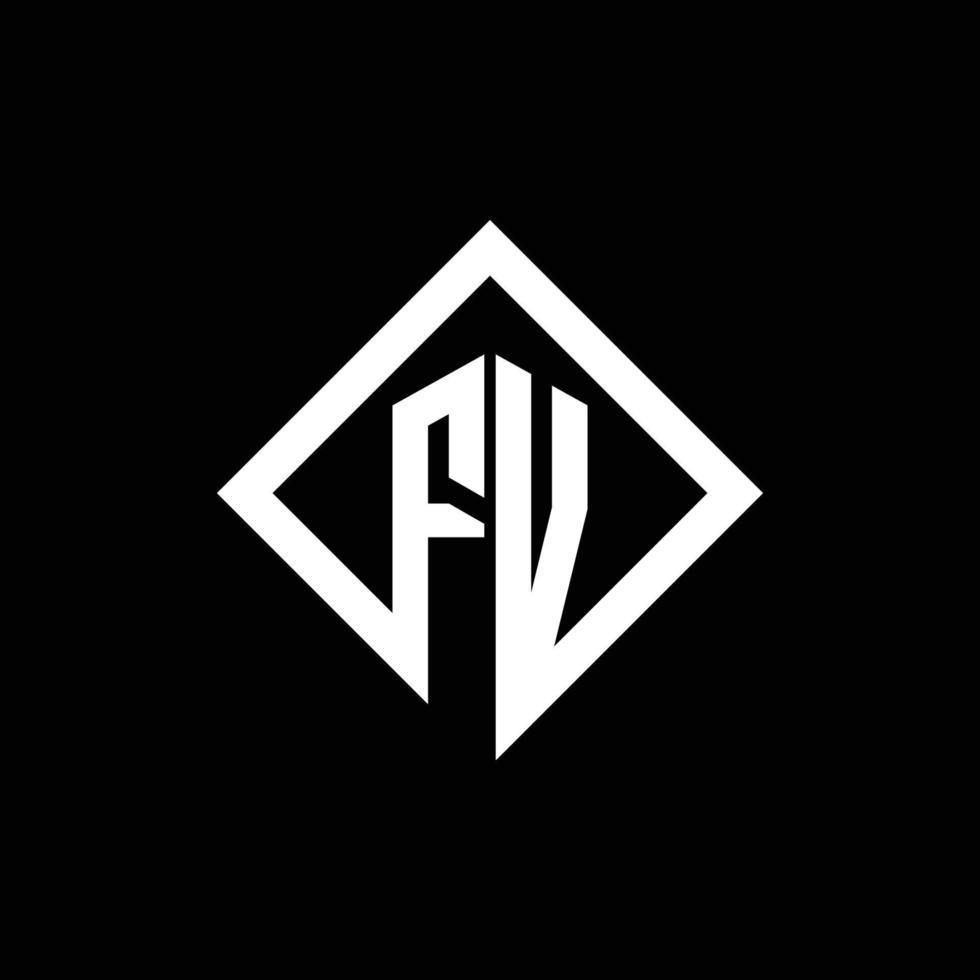 fv logotyp monogram med fyrkantig roterande stil designmall vektor