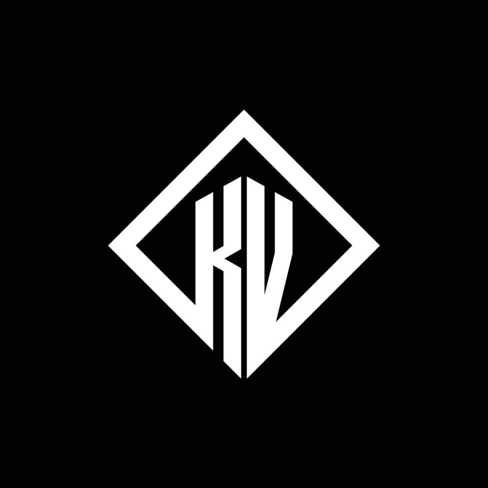 kv-Logo-Monogramm mit quadratischer Designvorlage im Rotationsstil vektor