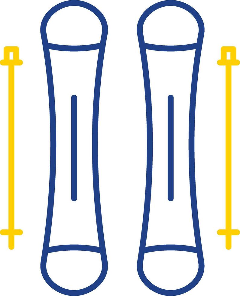 skidåkning linje två Färg ikon vektor