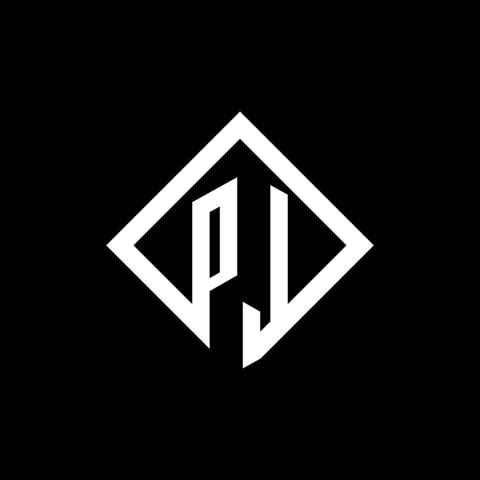 pl logotyp monogram med fyrkantig roterande stil designmall vektor