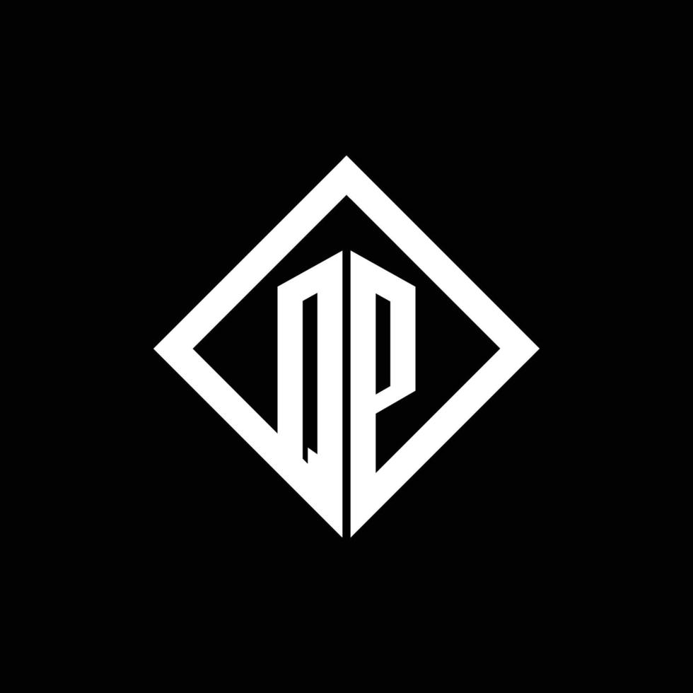 qp logotyp monogram med fyrkantig roterande stil designmall vektor