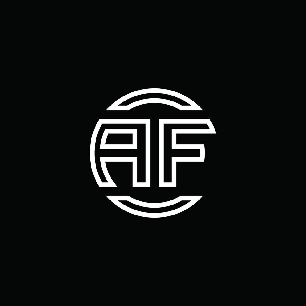 af-Logo-Monogramm mit negativem Raumkreis abgerundete Designvorlage vektor