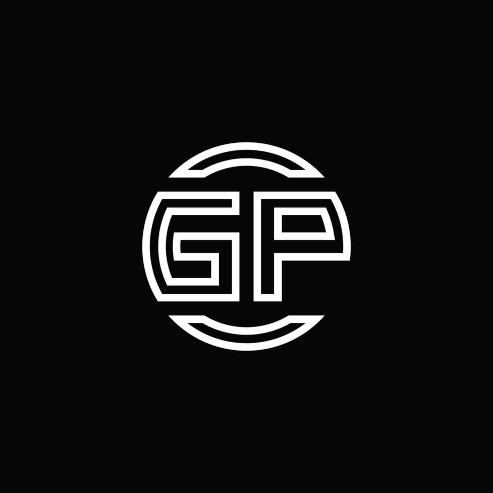 gp-Logo-Monogramm mit negativem Raumkreis abgerundete Designvorlage vektor