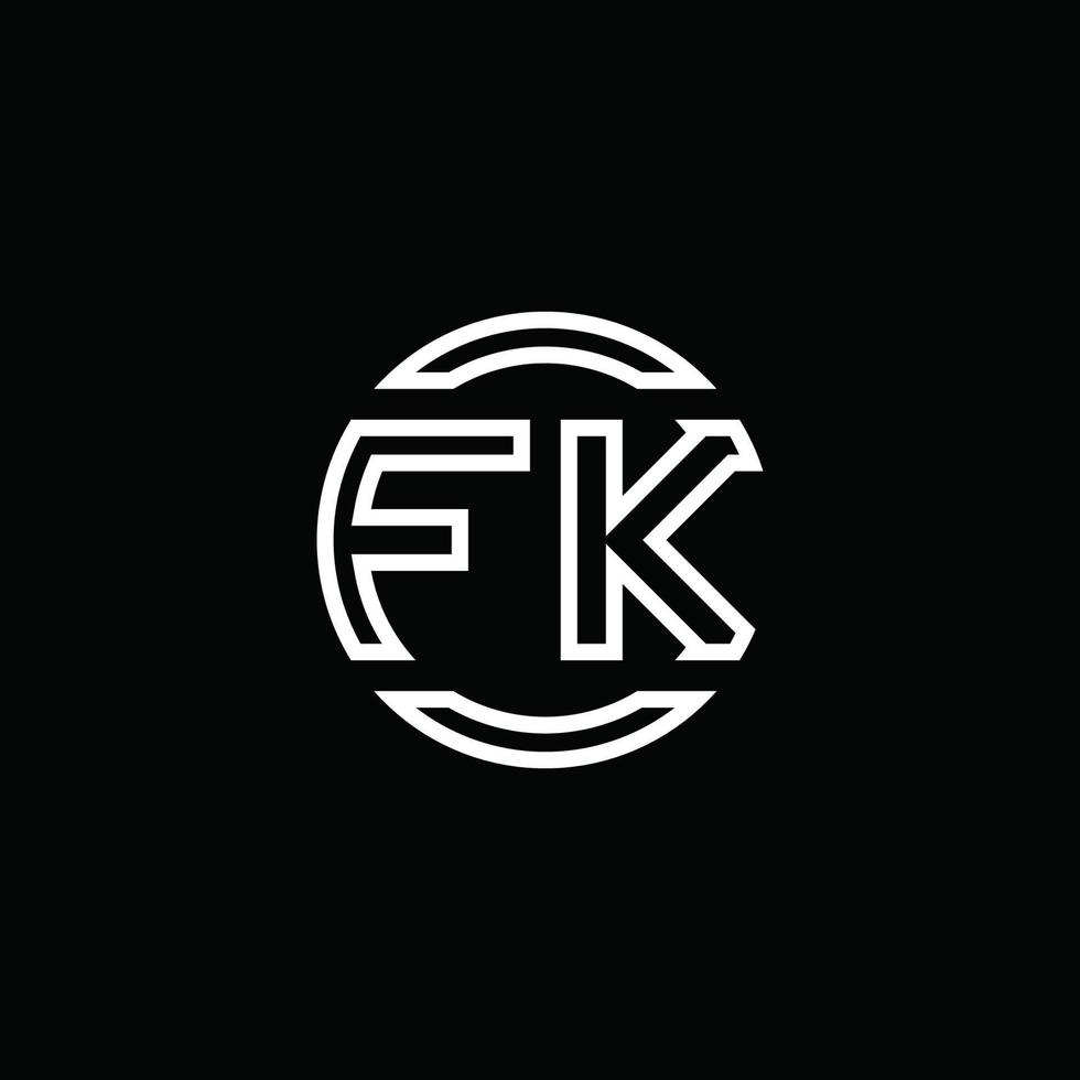 fk-Logo-Monogramm mit negativem Raumkreis abgerundete Designvorlage vektor