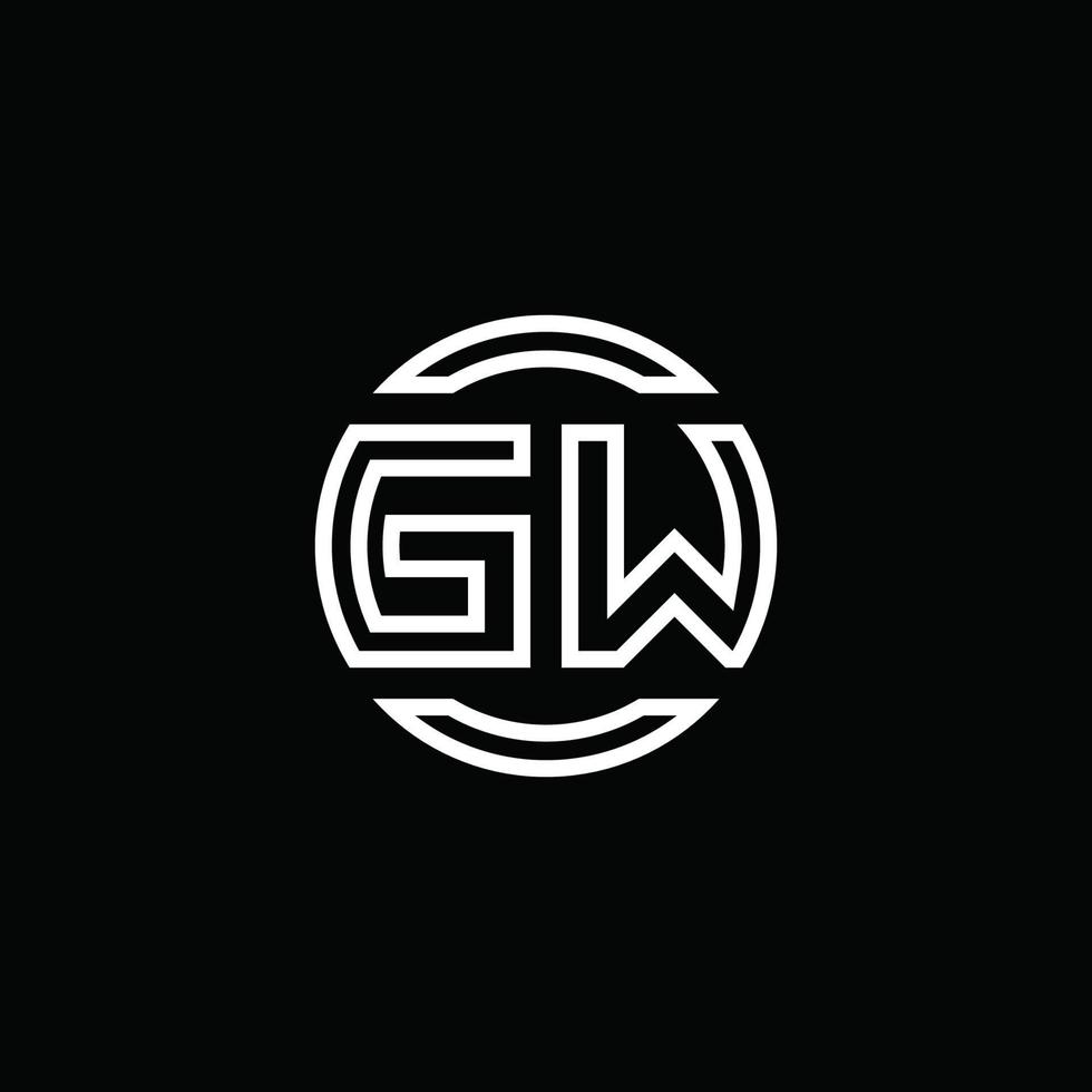 gw-Logo-Monogramm mit negativem Raumkreis abgerundete Designvorlage vektor