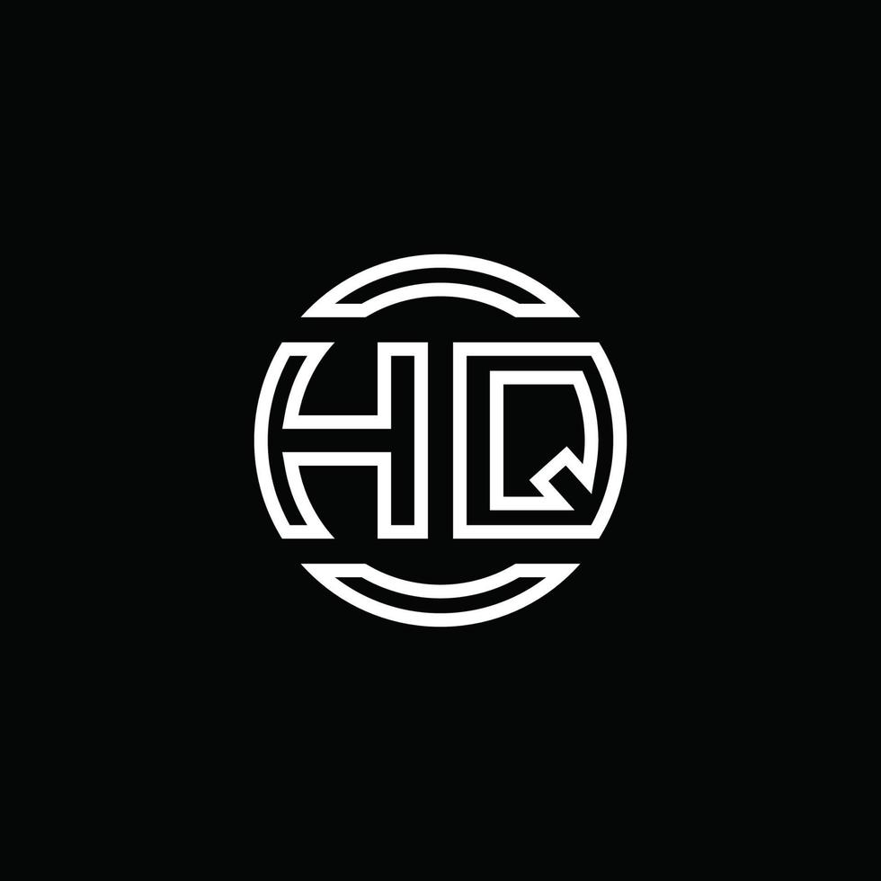hq-Logo-Monogramm mit negativem Raumkreis abgerundete Designvorlage vektor