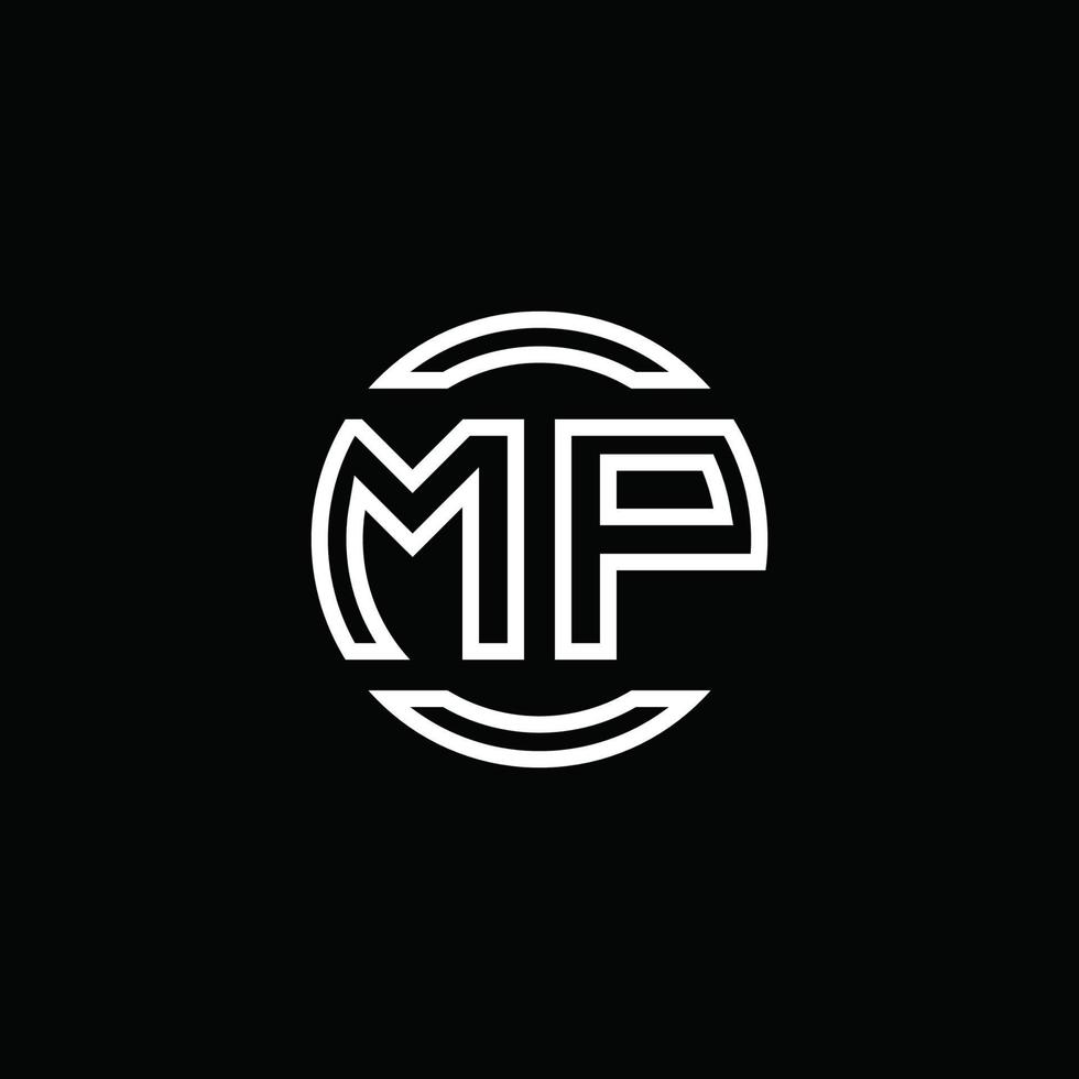 mp-Logo-Monogramm mit negativem Raumkreis abgerundete Designvorlage vektor