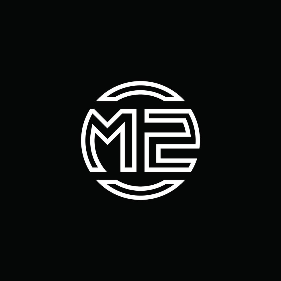 mz logotyp monogram med negativ utrymme cirkel rundad designmall vektor