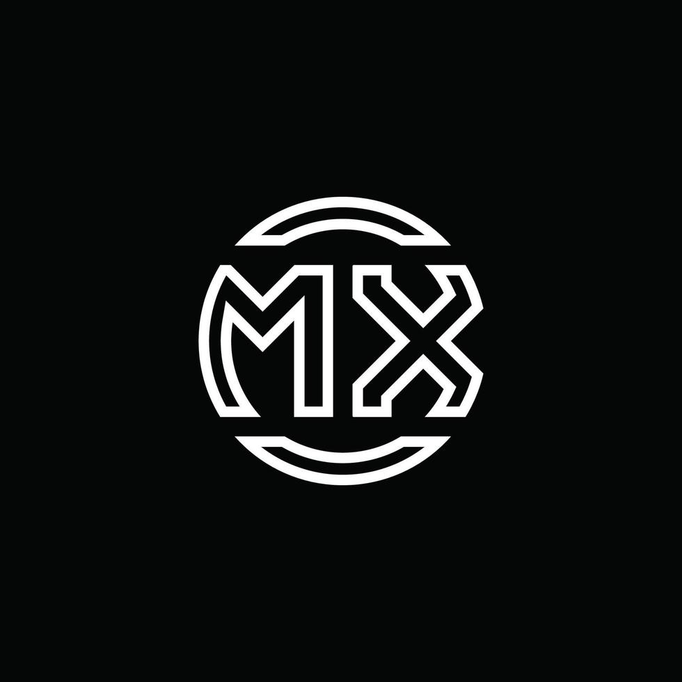 mx-Logo-Monogramm mit negativem Raumkreis abgerundete Designvorlage vektor