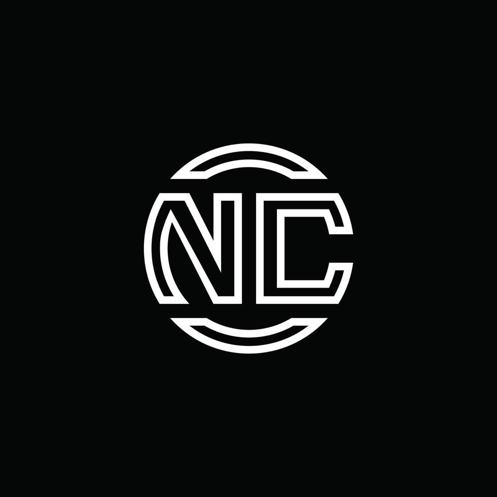 nc logotyp monogram med negativ utrymme cirkel rundad designmall vektor