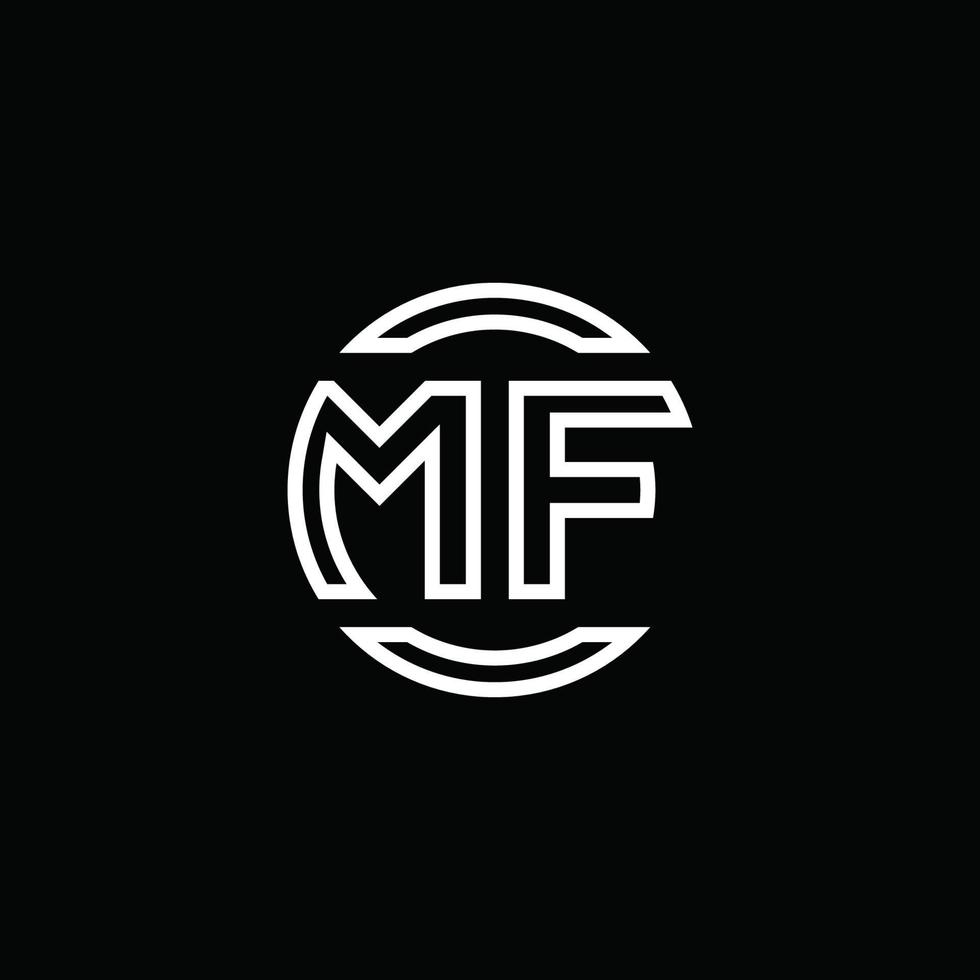 mf logotyp monogram med negativ utrymme cirkel rundad designmall vektor