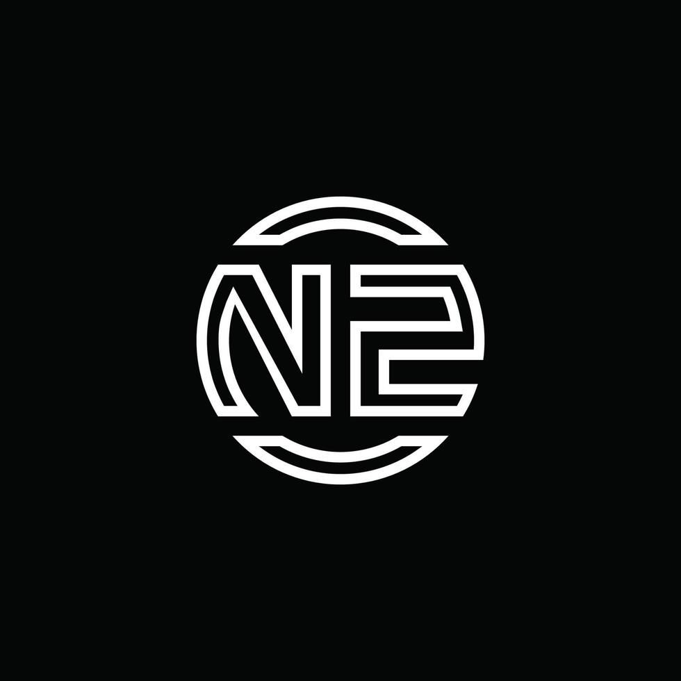 nz logotyp monogram med negativ utrymme cirkel rundad designmall vektor