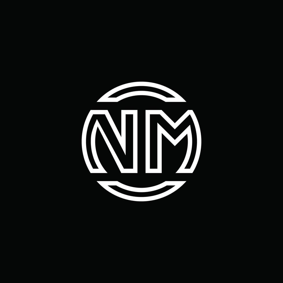 nm logotyp monogram med negativ utrymme cirkel rundad designmall vektor