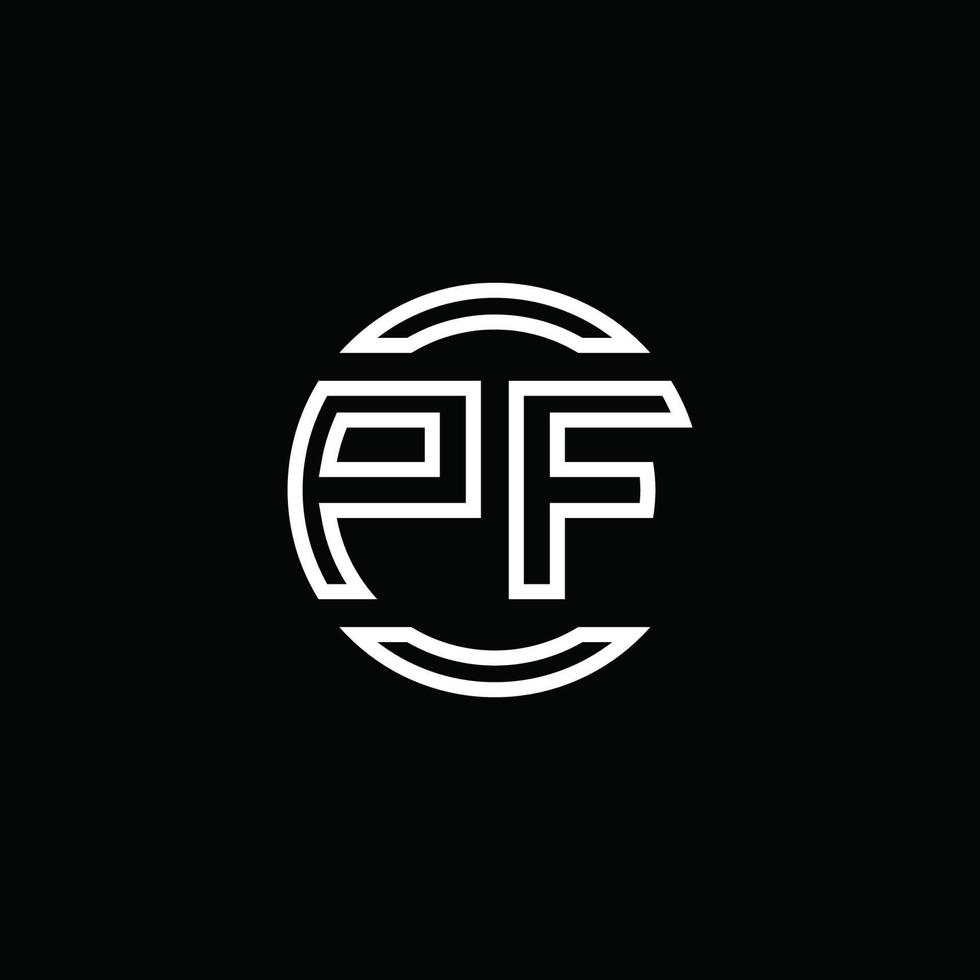 pf-Logo-Monogramm mit negativem Raumkreis abgerundete Designvorlage vektor