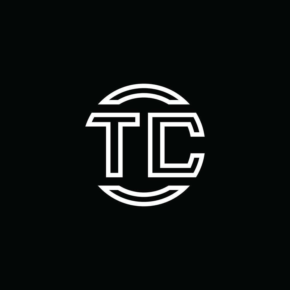 tc-Logo-Monogramm mit negativem Raumkreis abgerundete Designvorlage vektor