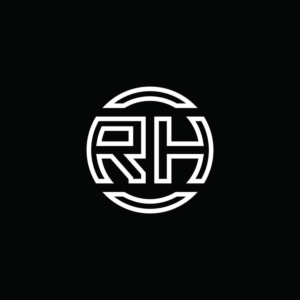 rh logotyp monogram med negativ utrymme cirkel rundad designmall vektor