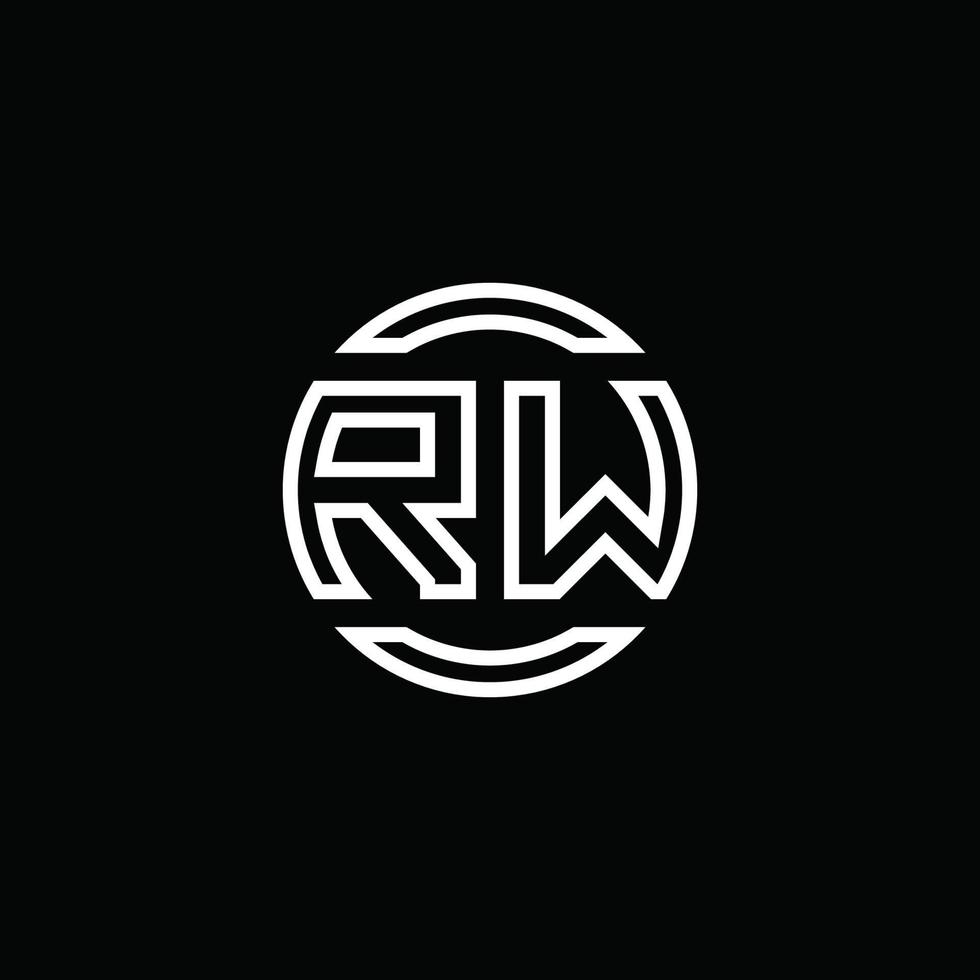 rw logotyp monogram med negativ utrymme cirkel rundad designmall vektor