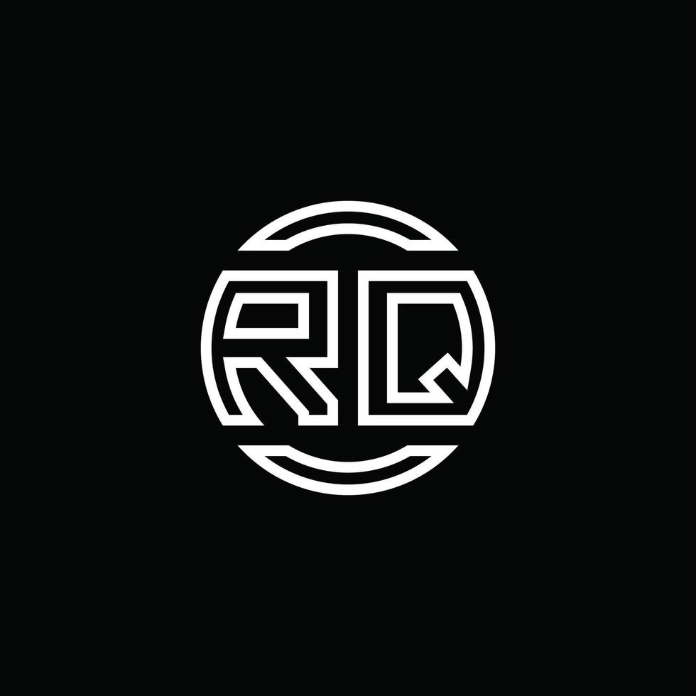 rq-Logo-Monogramm mit negativem Raumkreis abgerundete Designvorlage vektor