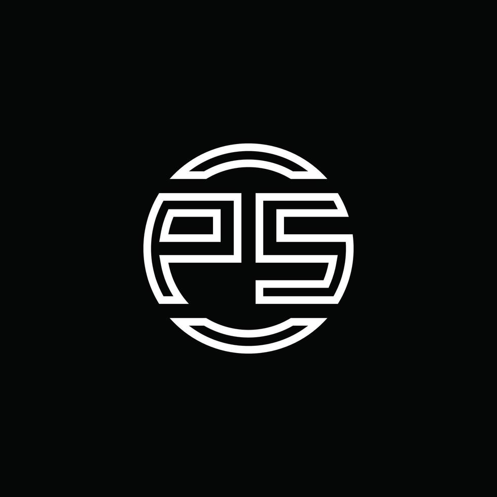 ps logotyp monogram med negativ utrymme cirkel rundad designmall vektor