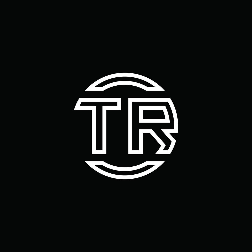 tr-Logo-Monogramm mit negativem Raumkreis abgerundete Designvorlage vektor