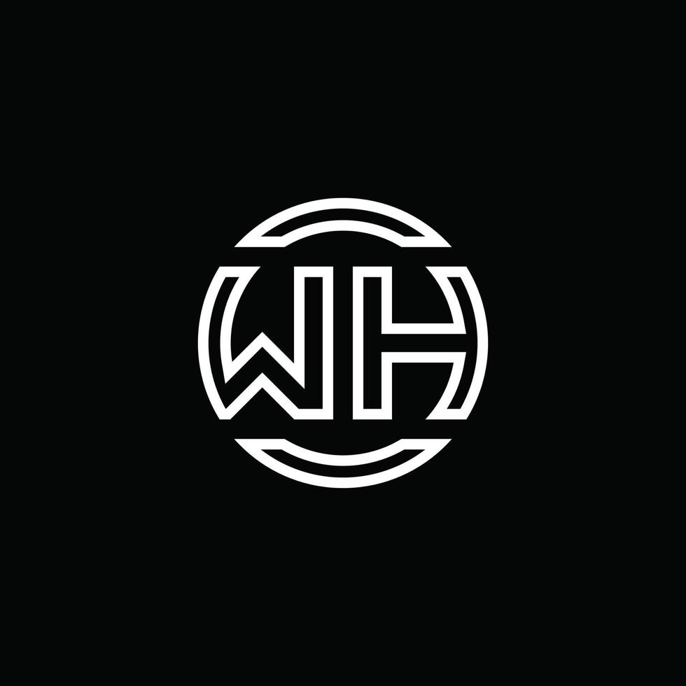 wh Logo-Monogramm mit negativem Raumkreis abgerundete Designvorlage vektor