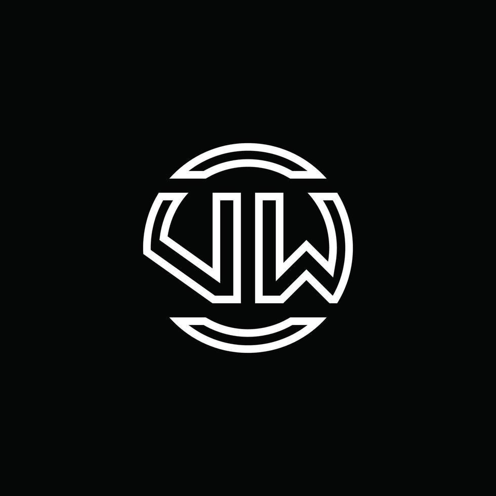 VW-Logo-Monogramm mit negativem Raumkreis abgerundete Designvorlage vektor