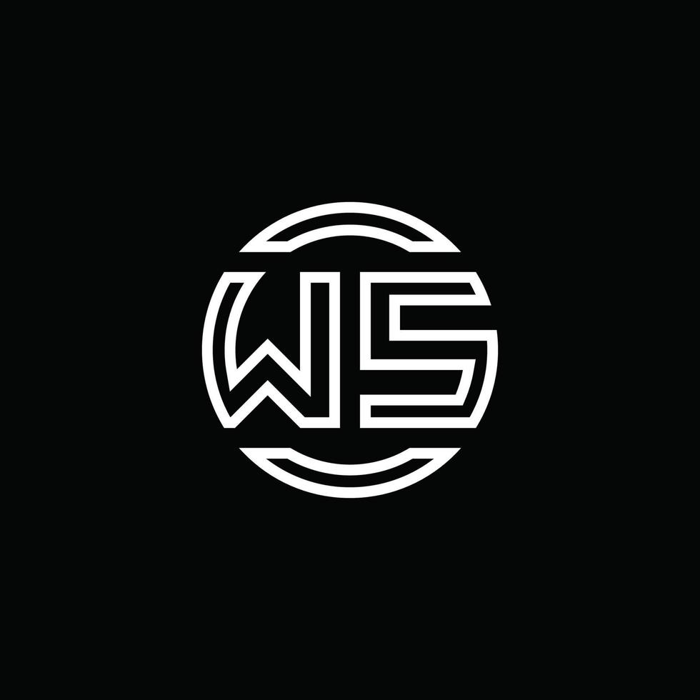 ws-Logo-Monogramm mit negativem Raumkreis abgerundete Designvorlage vektor