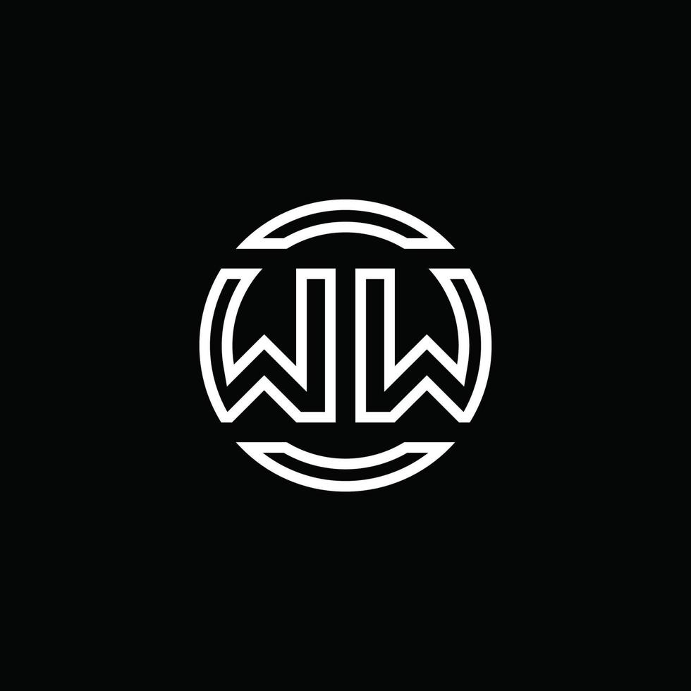 ww logotyp monogram med negativ utrymme cirkel rundad designmall vektor