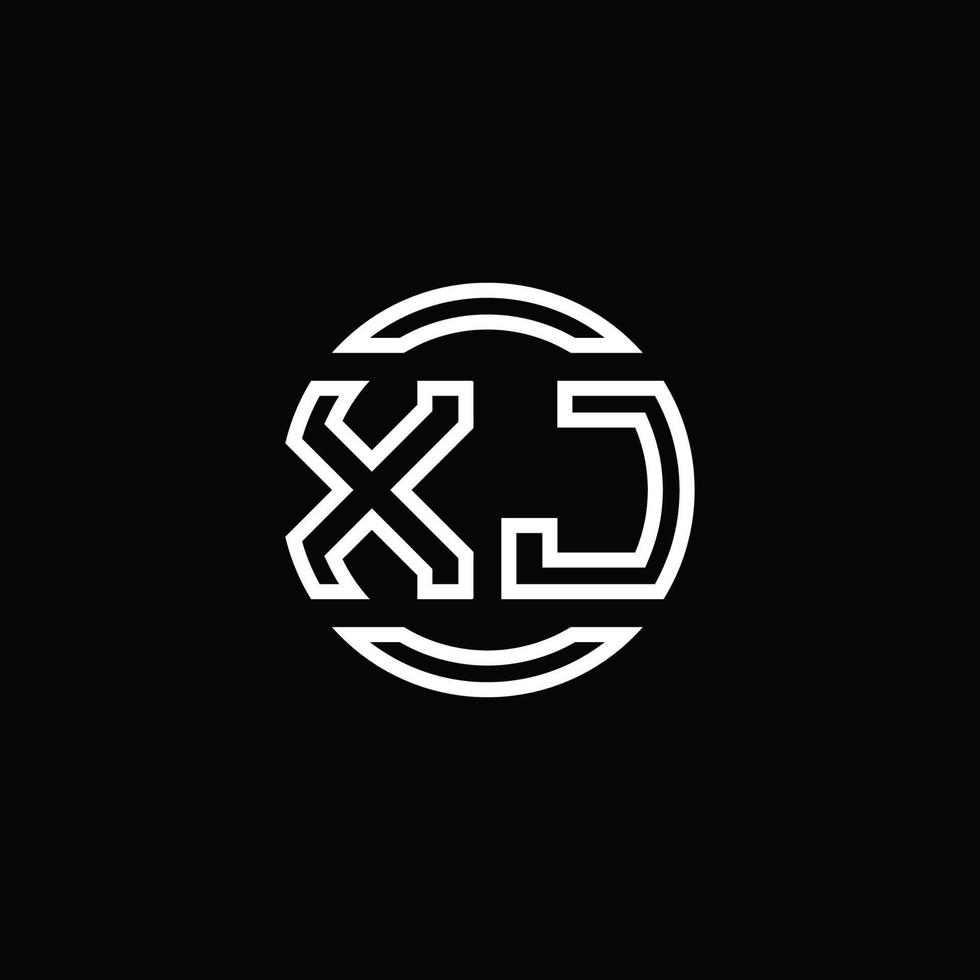 xj logotyp monogram med negativ utrymme cirkel rundad designmall vektor