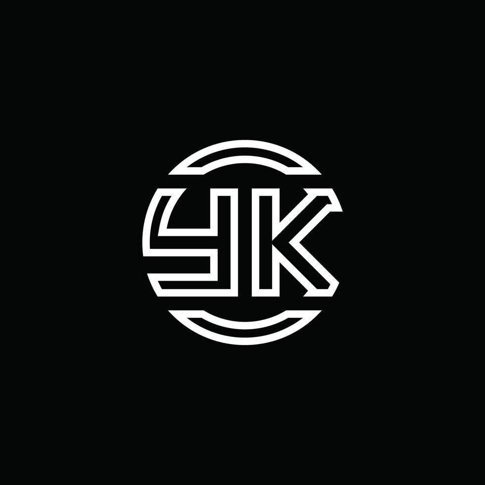 yk logotyp monogram med negativ utrymme cirkel rundad designmall vektor