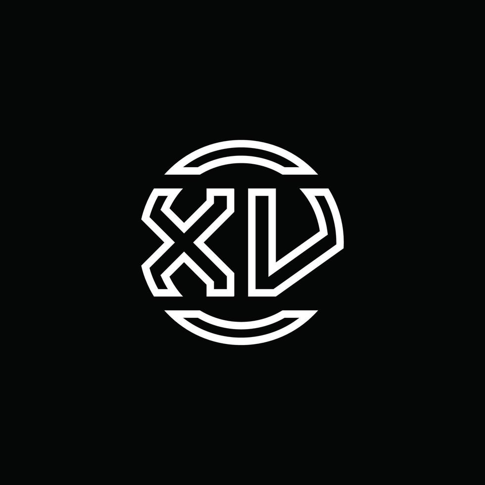 xv logotyp monogram med negativ utrymme cirkel rundad designmall vektor
