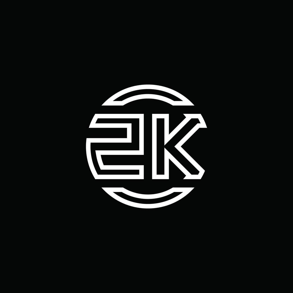 zk logotyp monogram med negativ utrymme cirkel rundad designmall vektor