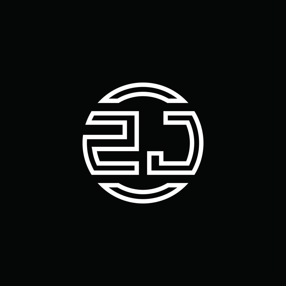 zj-Logo-Monogramm mit negativem Raumkreis abgerundete Designvorlage vektor