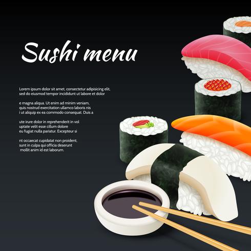 Sushi auf schwarzem Hintergrund vektor