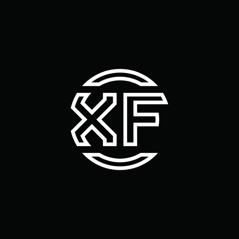 xf-Logo-Monogramm mit negativem Raumkreis abgerundete Designvorlage vektor