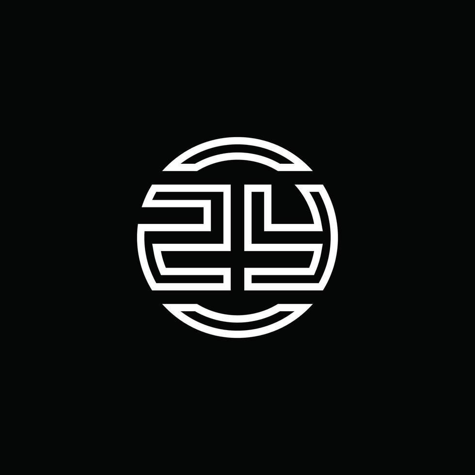 zy logotyp monogram med negativ utrymme cirkel rundad designmall vektor