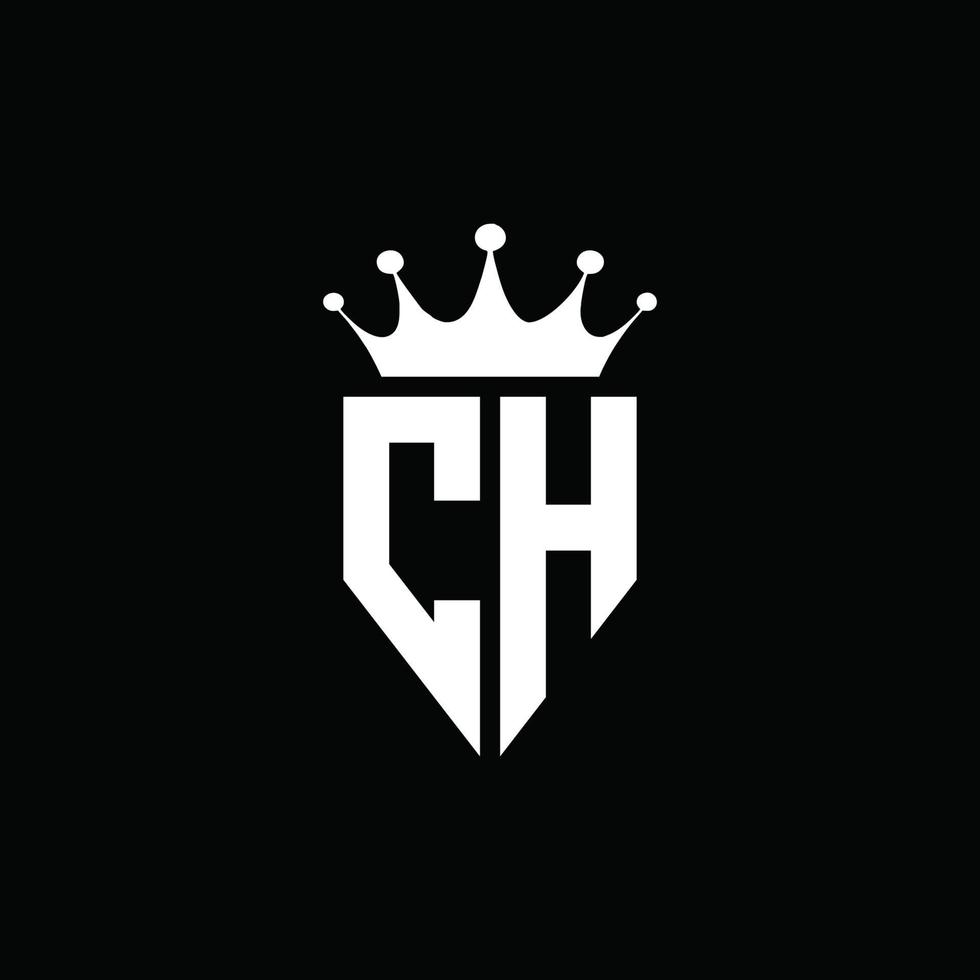 ch-Logo-Monogramm-Emblem-Stil mit Kronenform-Designvorlage vektor