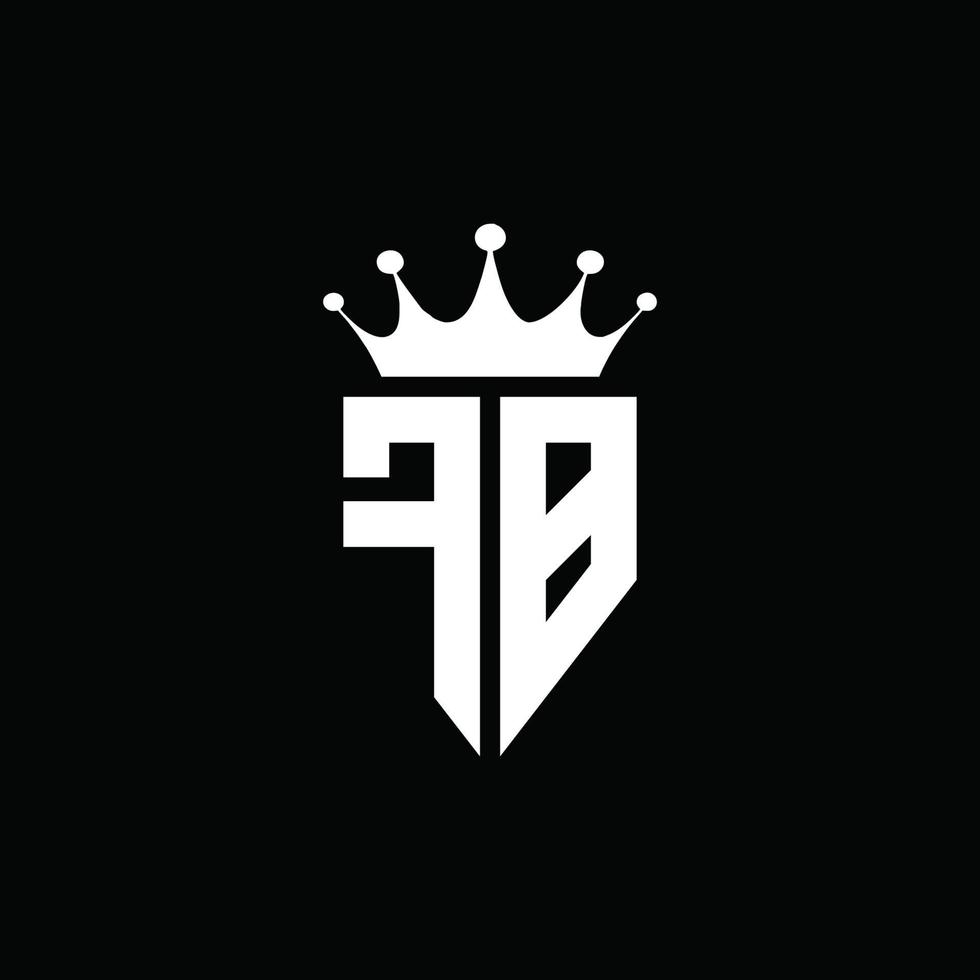 fb-Logo-Monogramm-Emblem-Stil mit Kronenform-Design-Vorlage vektor