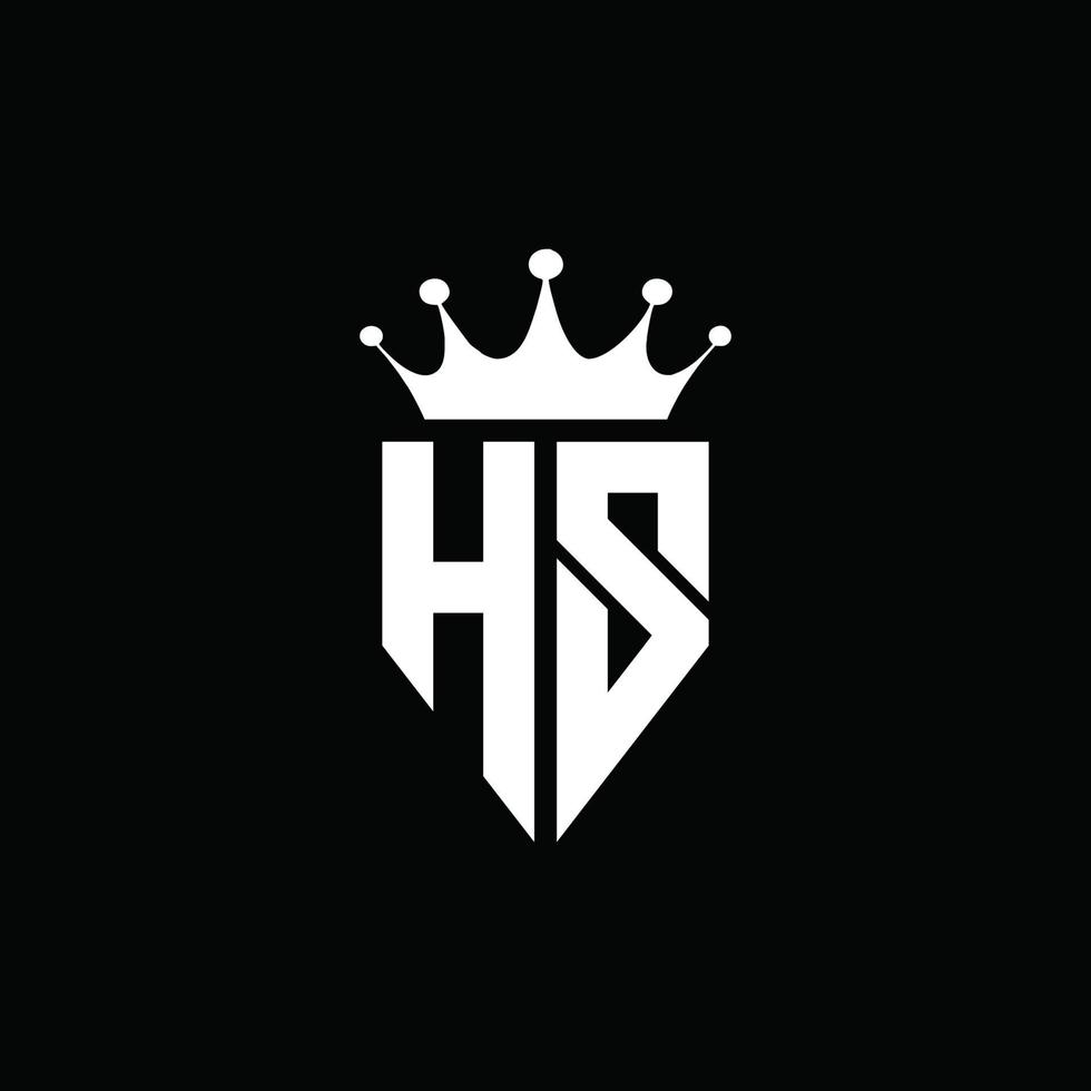 hs logotyp monogram emblem stil med krona form designmall vektor