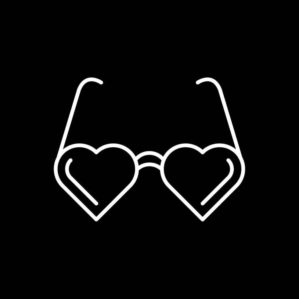 hjärta glasögon linje omvänd ikon vektor