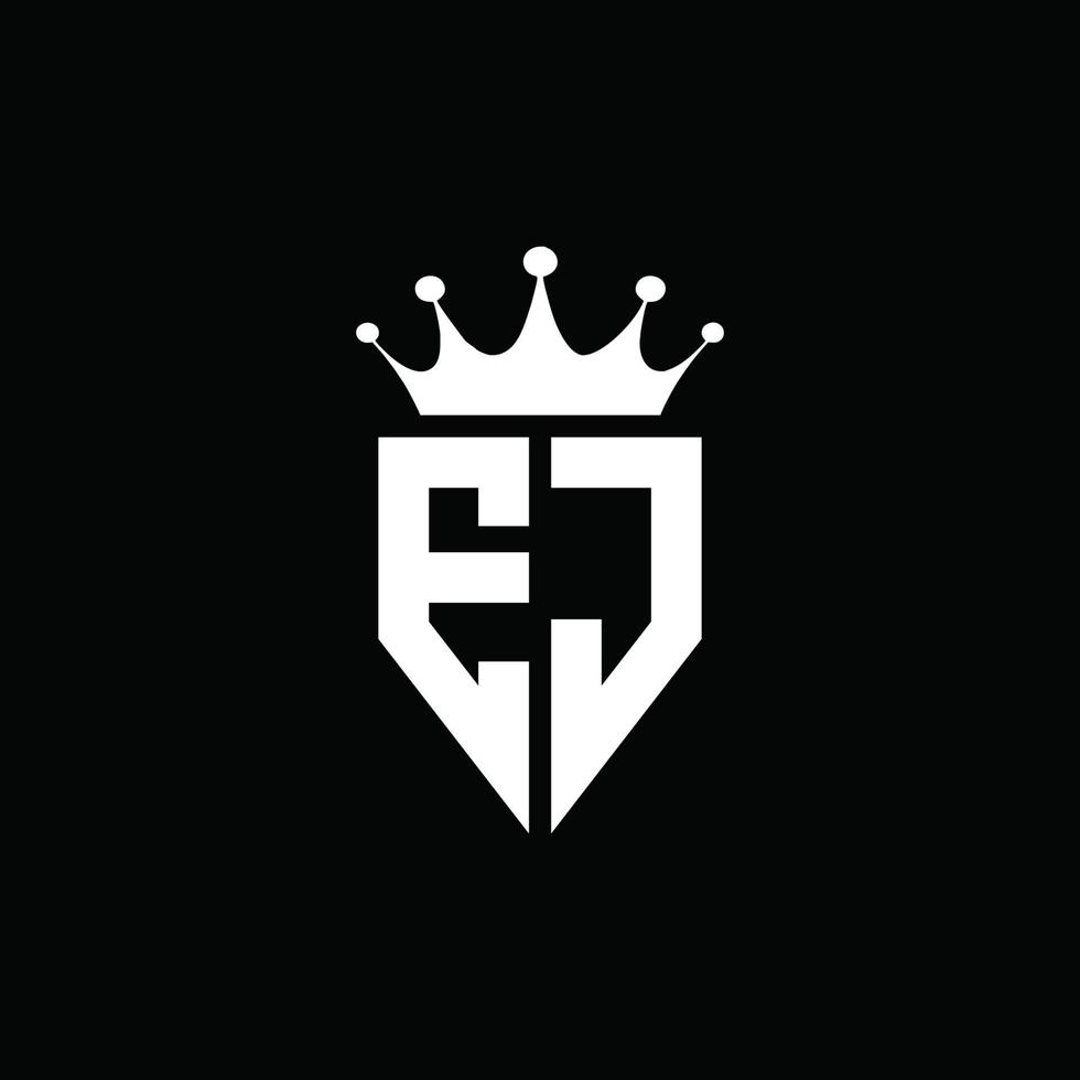 ej-Logo-Monogramm-Emblem-Stil mit Kronenform-Designvorlage vektor