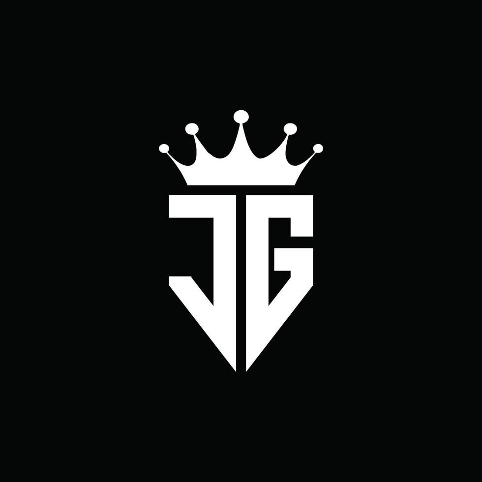 jg logotyp monogram emblem stil med krona form designmall vektor