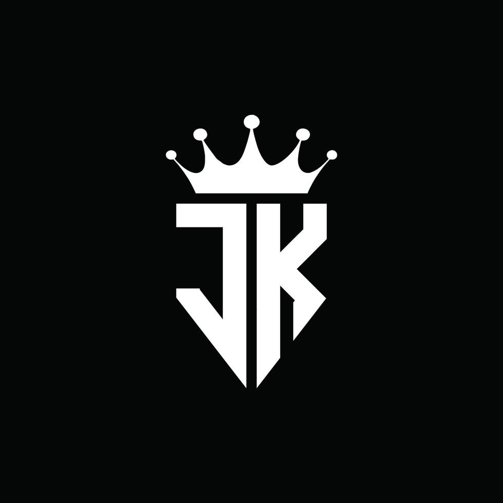 jk logotyp monogram emblem stil med krona form designmall vektor