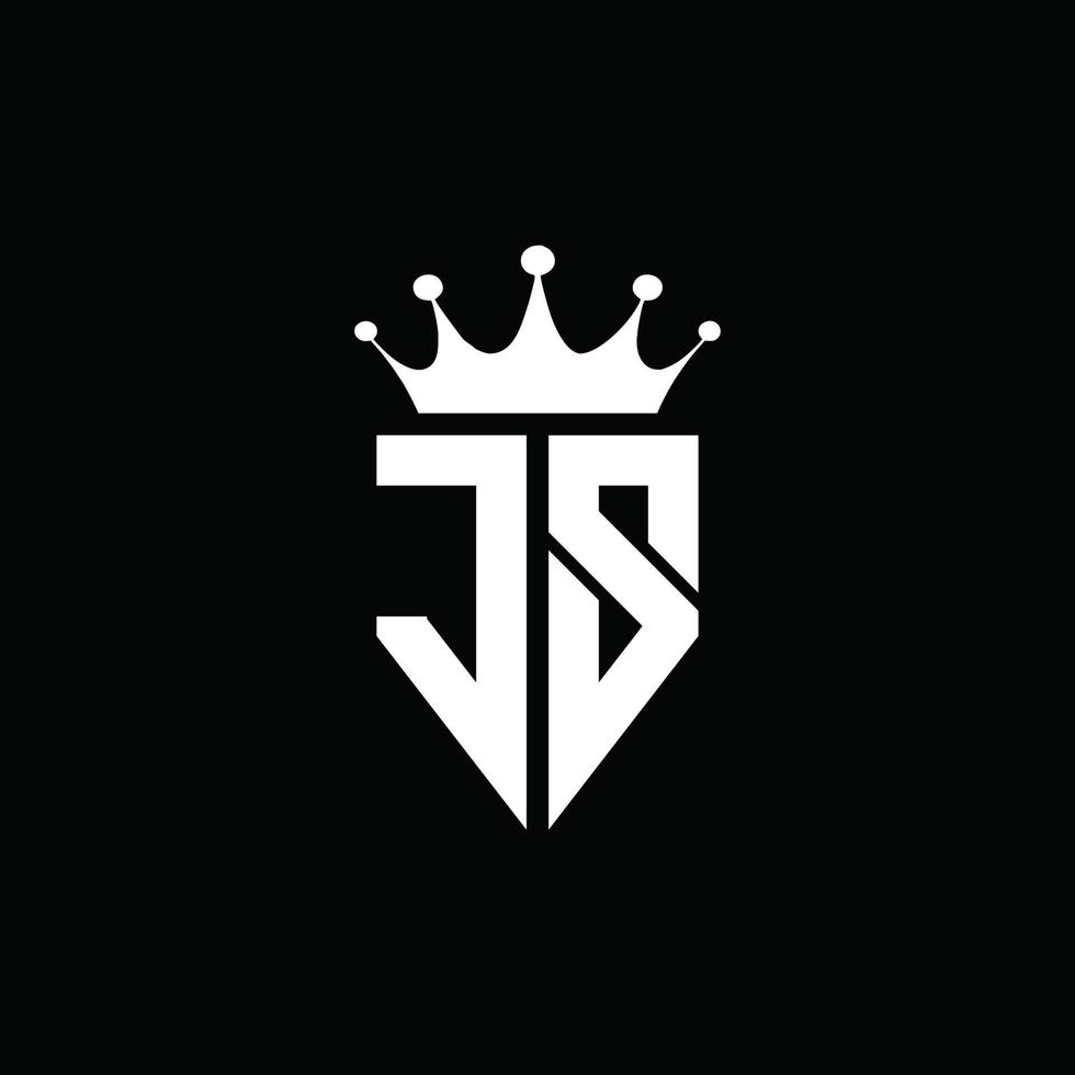 js-Logo-Monogramm-Emblem-Stil mit Kronenform-Designvorlage vektor