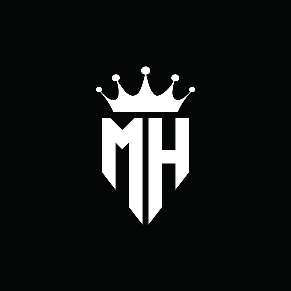 mh-Logo-Monogramm-Emblem-Stil mit Kronenform-Designvorlage vektor